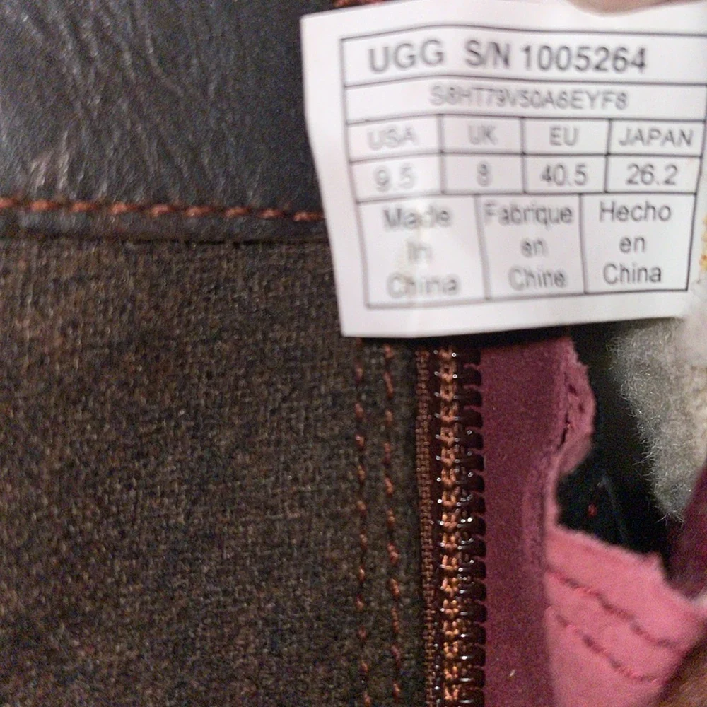 UGG Brown Leather & Wool Lace-Up Winter Boots